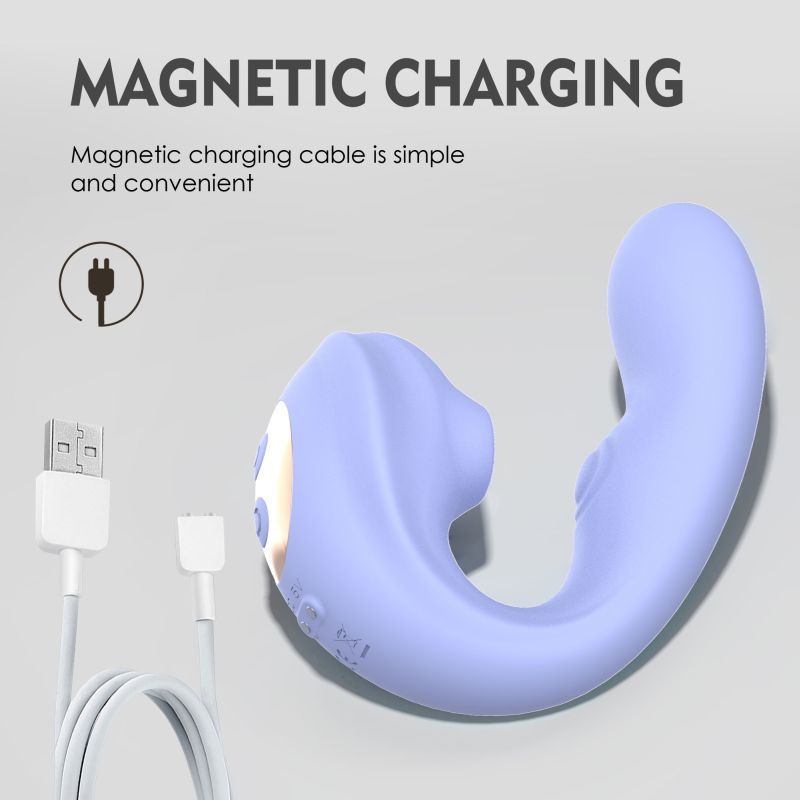 Aria Air Pulse C Shaped Vibrator with magnetic charging cable for simple and convenient use.