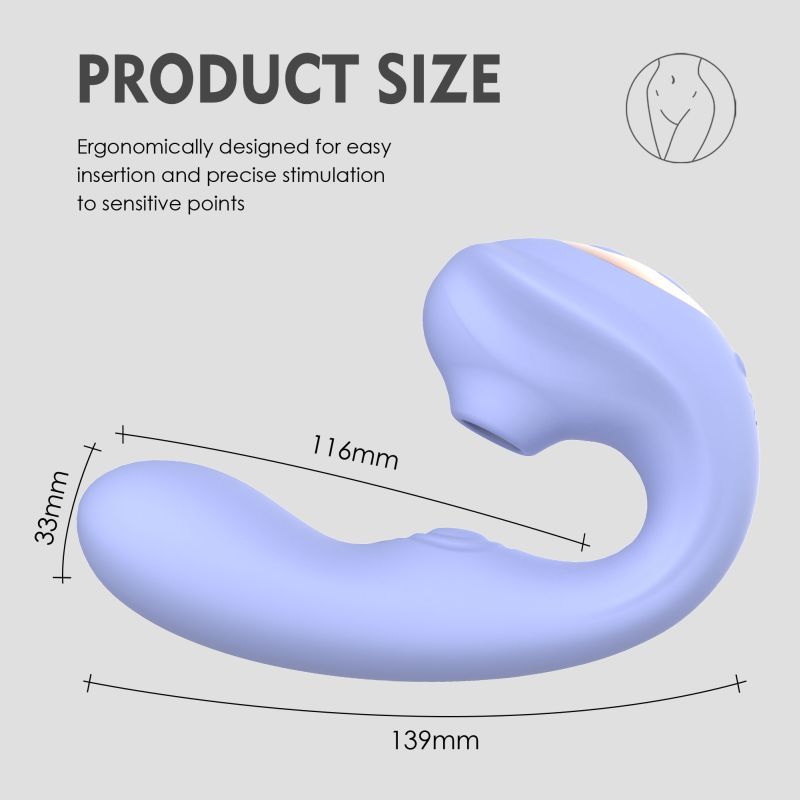 Aria Air Pulse C Shaped Vibrator product size with ergonomic design for easy insertion and precise stimulation