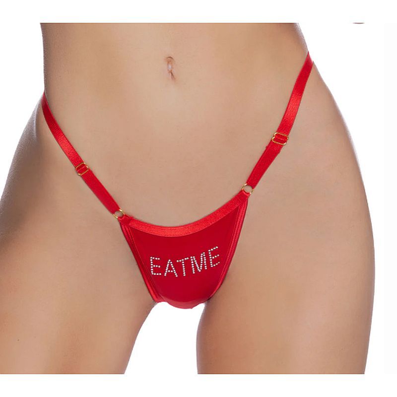 Crotchless Sexy Bling Thong Black