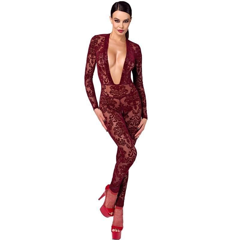 Kink Royal V Neck Catsuit Red Noir Discreet Intimate Essentials.