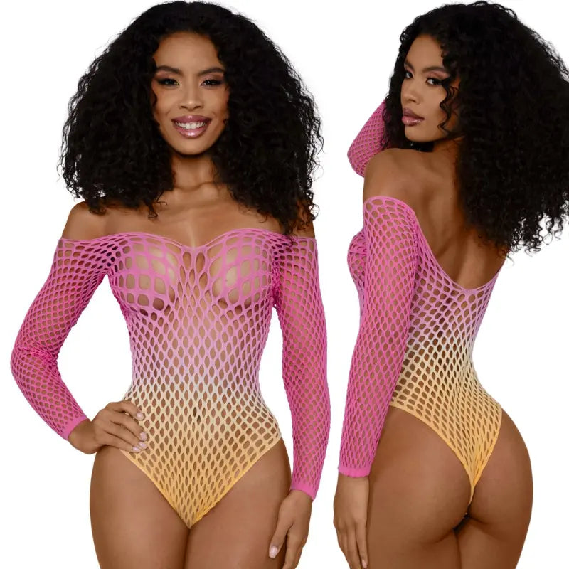 DreamGirl Fishnet Off The Shoulder Bodysuit Black Dreamgirl Discreet Intimate Essentials.