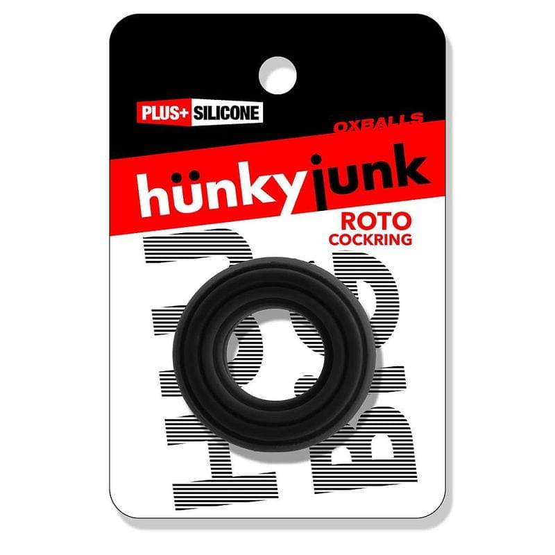 Roto Grooved Gripper Ribbed Cockring Black by Hunkyjunk from Discreet Intimate Essentials for  Adult Toys, quality products at discount affordable prices.