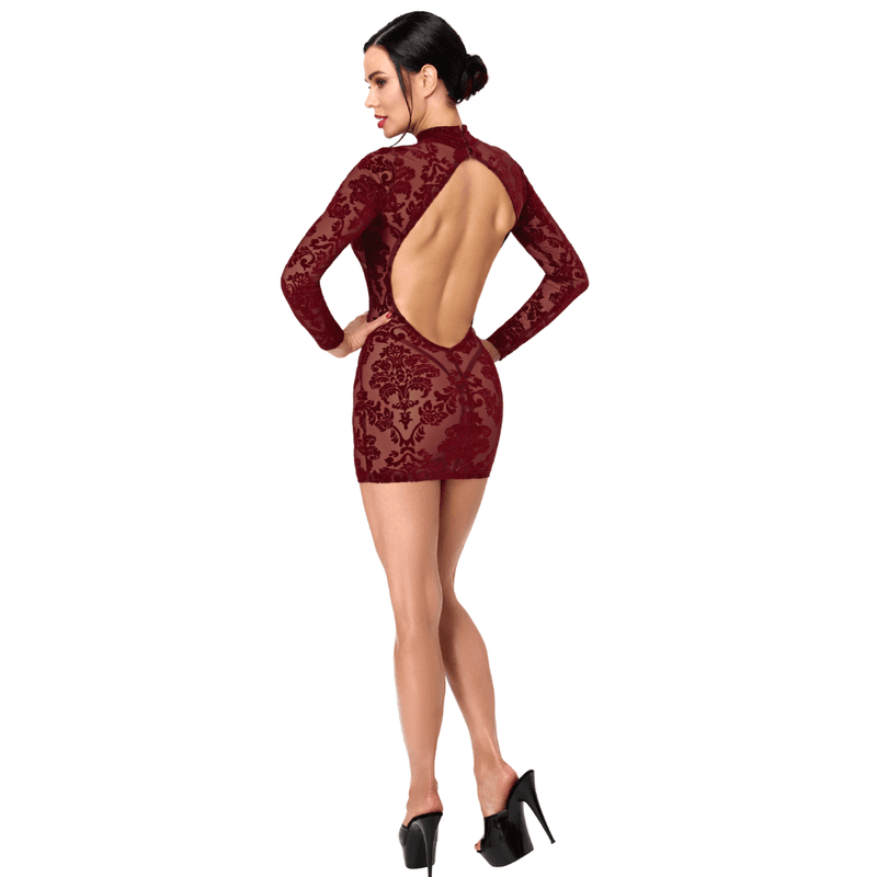 Masquerade Open Back Mini Dress Burgundy