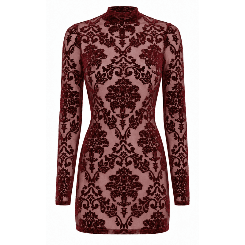 Masquerade Open Back Mini Dress Burgundy