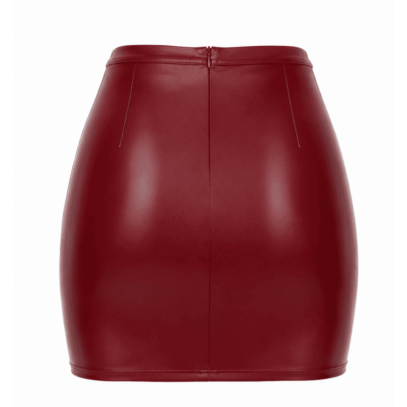Bordeaux Affair Wet Look Mini Skirt Burgundy