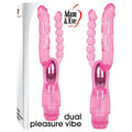 Adam & Eve Dual Pleasure Vibe, a 12 cm dual pleasure vibrator with anal probe, showcasing vibrant pink design and multi-speed vibrations.