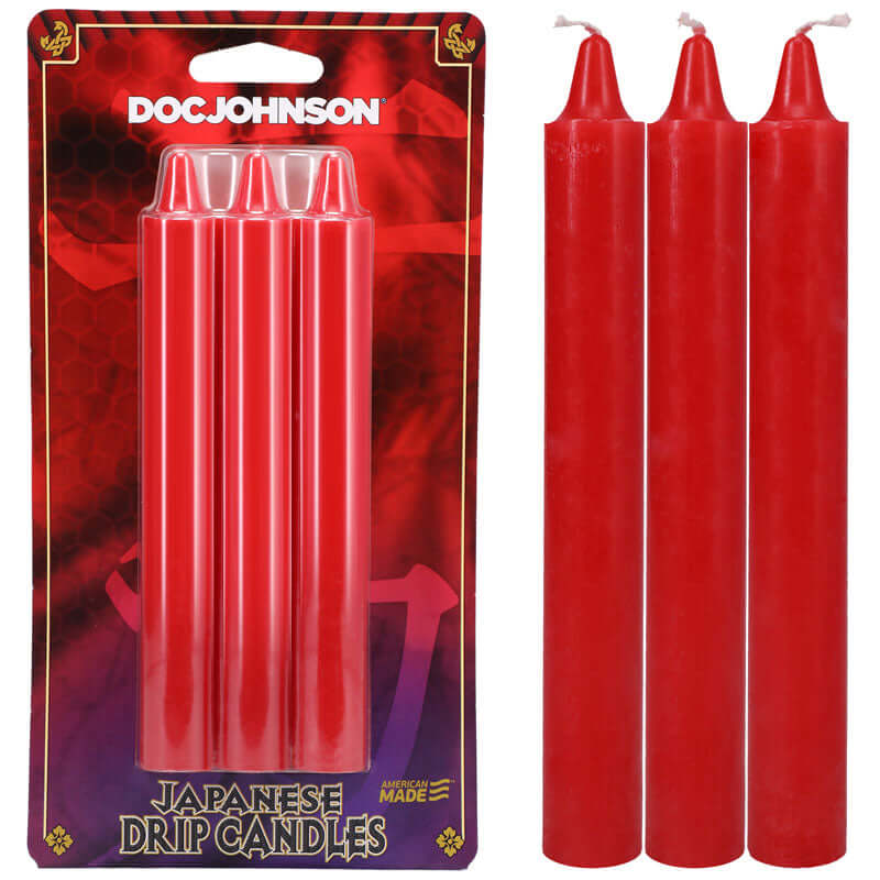 Japanese Drip Candles for wax play - 3-pack of red candles perfect for sensation play and extreme hot wax enjoyment.