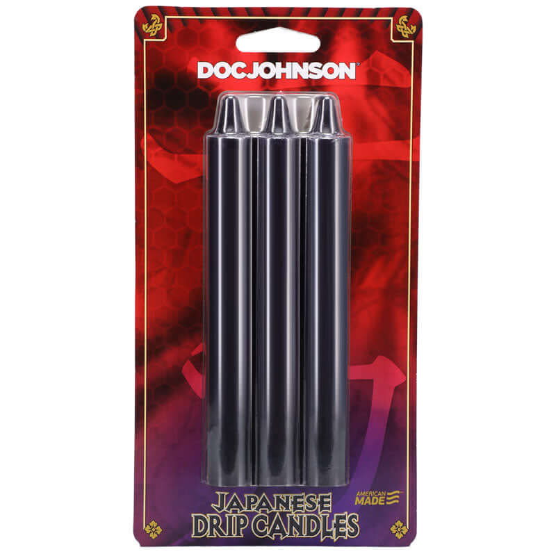 Japanese drip candles for sensation play - 3-pack of black candles for extreme hot wax play, non-toxic and skin-safe.