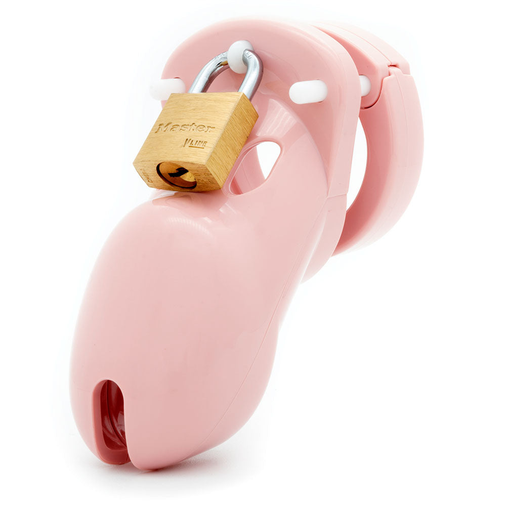 CB-3000 chastity cock cage kit with a secure padlock in a sleek design.