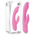 Adam & Eve G-Gasm Rabbit Vibrator in pink silicone, designed for dual pleasure and G-spot stimulation.