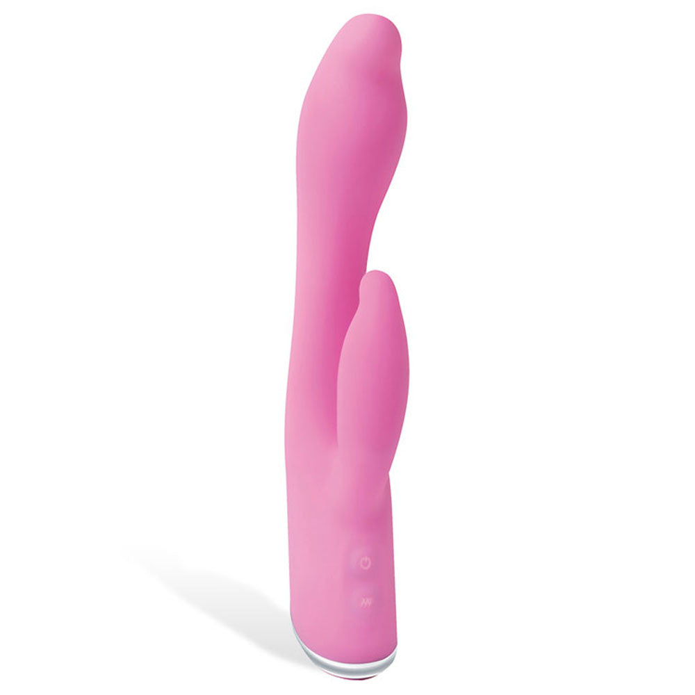 G-Gasm Rabbit Vibrator in pink silicone, designed for dual pleasure and G-spot stimulation.