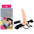 Realistic Hollow Strap-On Vibrator - 20.3 cm (8'') Hollow Vibrating Strap-On with adjustable straps and remote control.