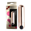 Maia Jessi USB rechargeable mini bullet vibrator in rose gold packaging, showcasing its compact and stylish design.