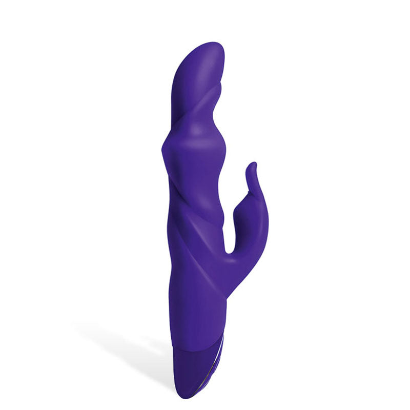 Adam & Eve THE THRUSTER - 25.4 cm USB Rechargeable Thrusting Rabbit Vibrator in purple, designed for intense pleasure.