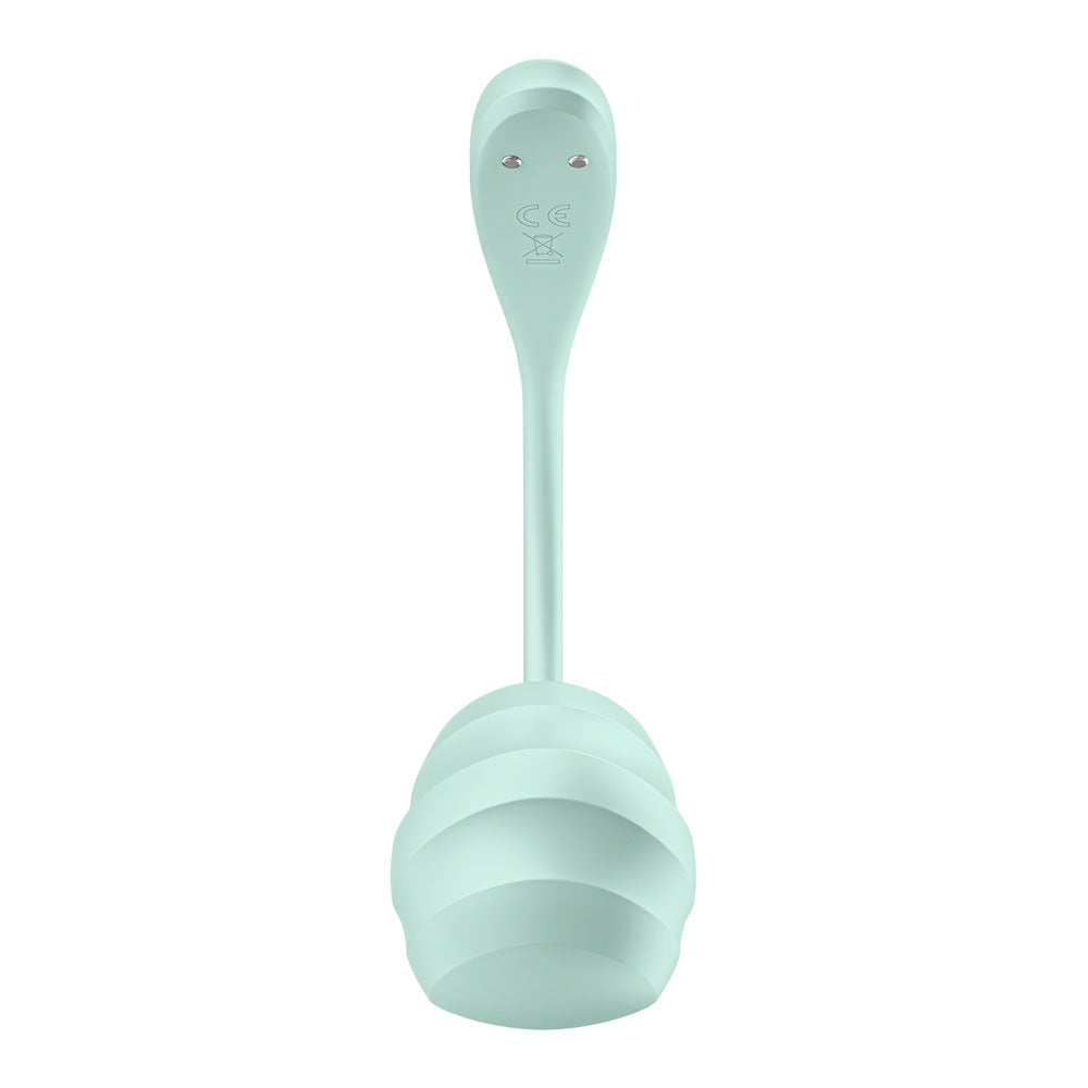 Satisfyer Smooth Petal - Mint - Mint USB Rechargeable Wearable Stimulator with App Control in soft mint color.