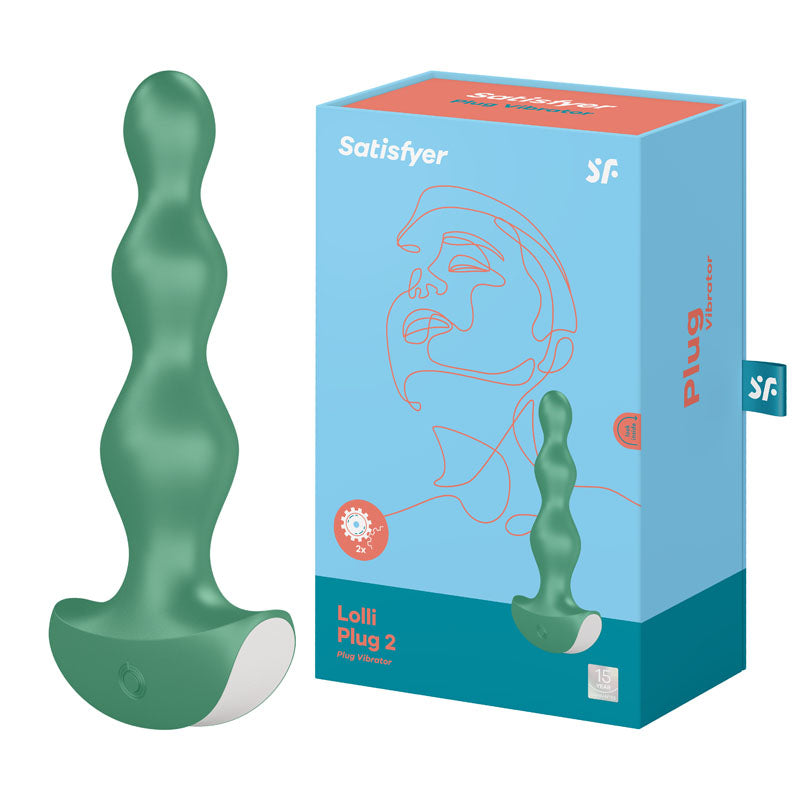 Satisfyer Lolli-Plug 2 in packaging, a toy designed for pleasure, featuring vibrating anal beads for pleasure.