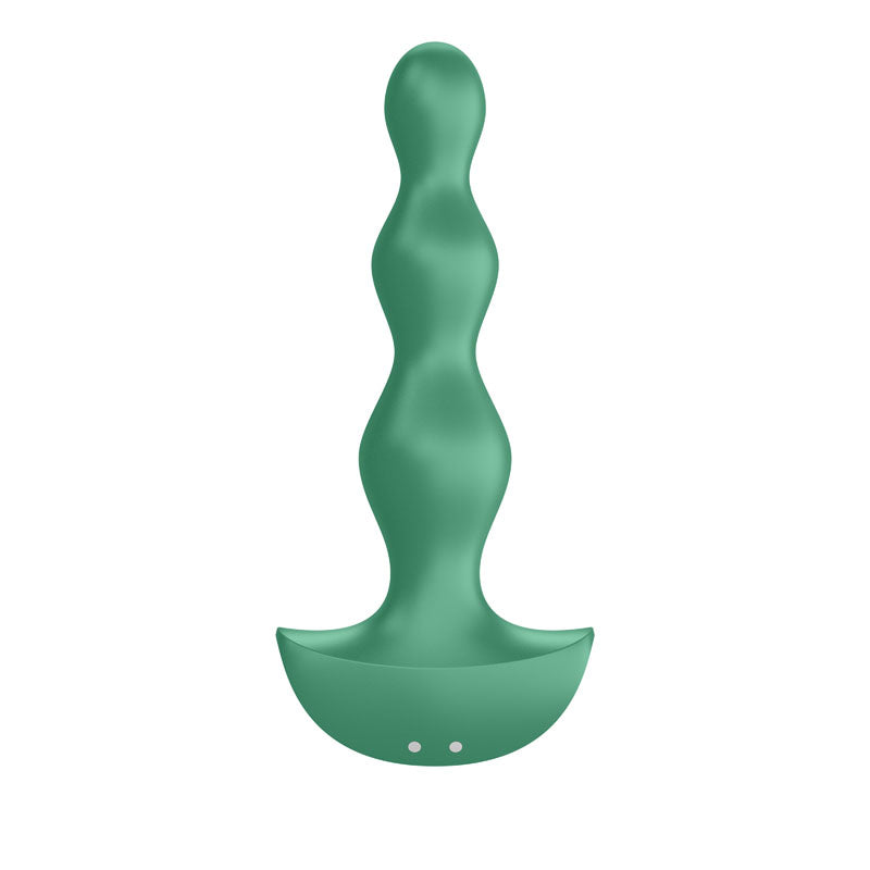 Satisfyer Lolli-Plug 2, a teal toy designed as vibrating anal beads for pleasure with 3 rounded shaped beads.