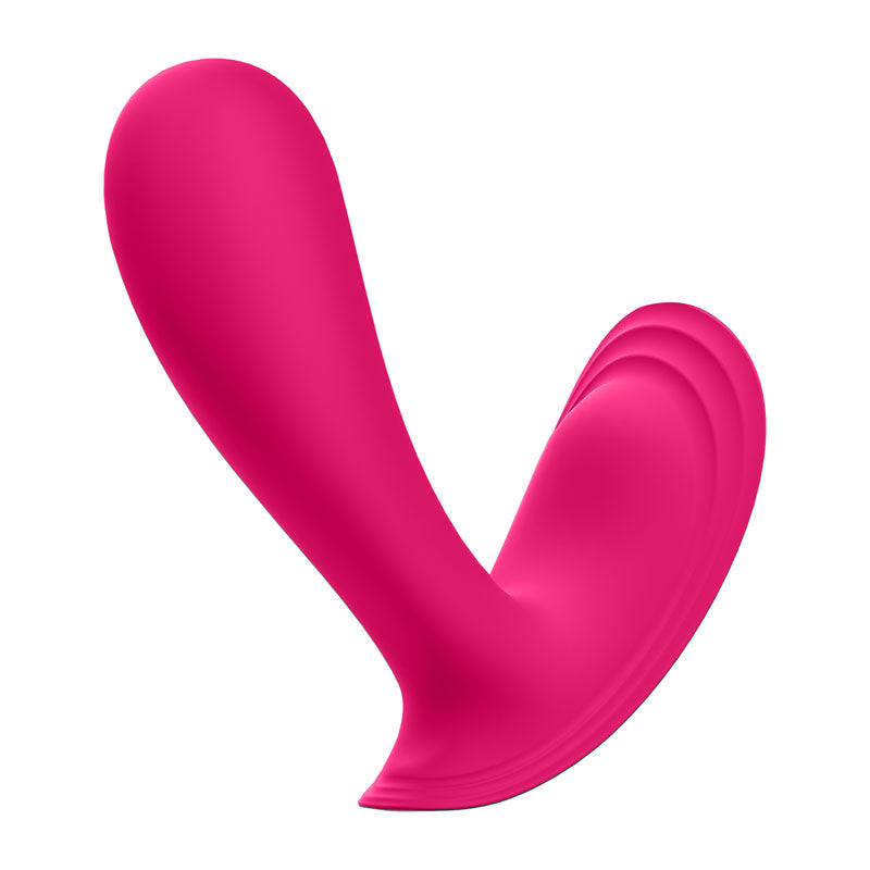 Satisfyer Top Secret wearable vibrator with app control in pink color, featuring ergonomic design and ridged shaft.