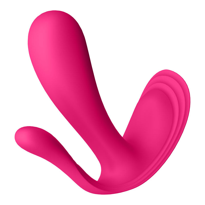 Satisfyer Top Secret+ wearable vibrator with app control in vibrant pink color, designed for comfort and stimulation.