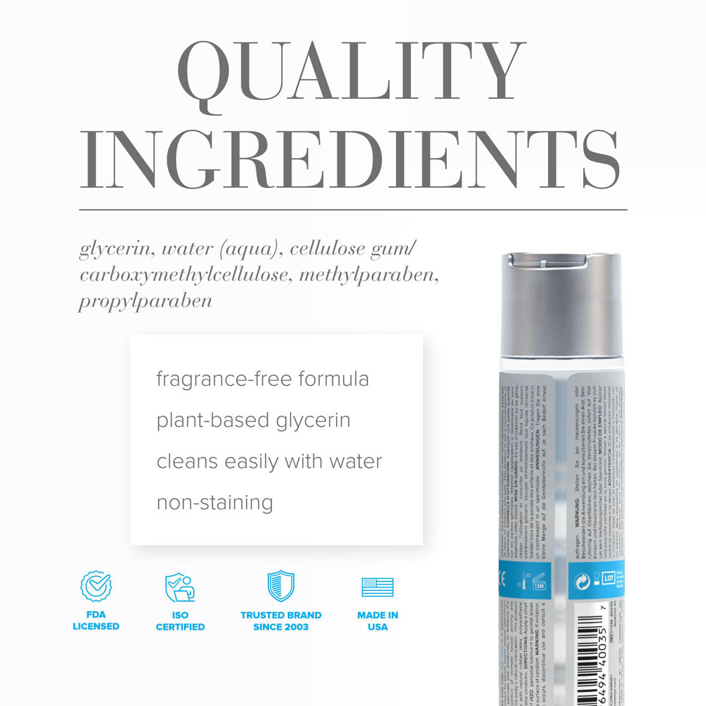 JO H2O Original Lube - 60 mL - Water Based Lubricant - 60 ml Bottle ingredients and quality information.