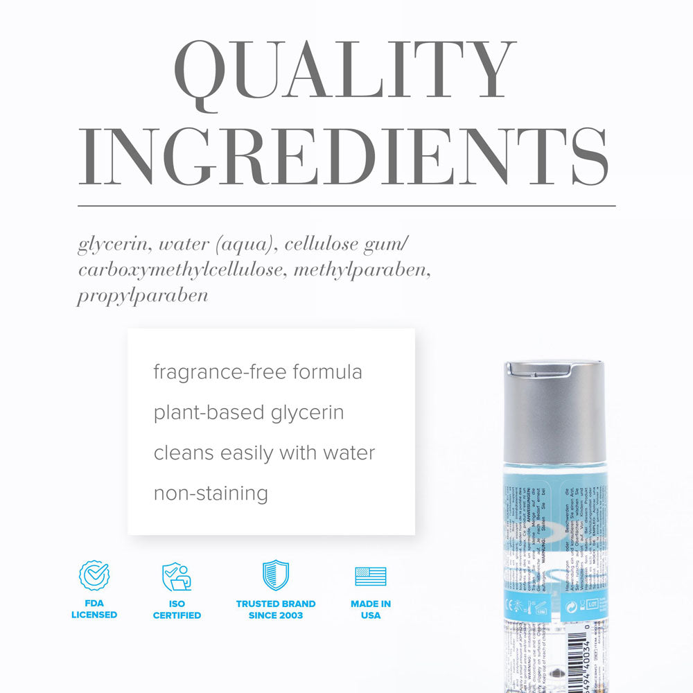Quality ingredients of JO H2O Original Lube - 120 mL - Water Based Lubricant - 120 ml Bottle.