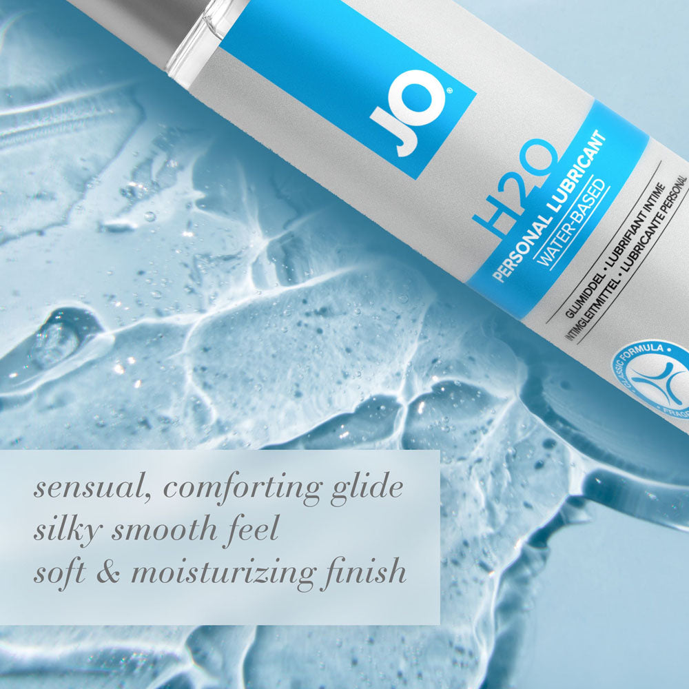 JO H2O Original Lube - 480 mL - Water Based Lubricant - 480 ml Bottle on a blue water background with text description.