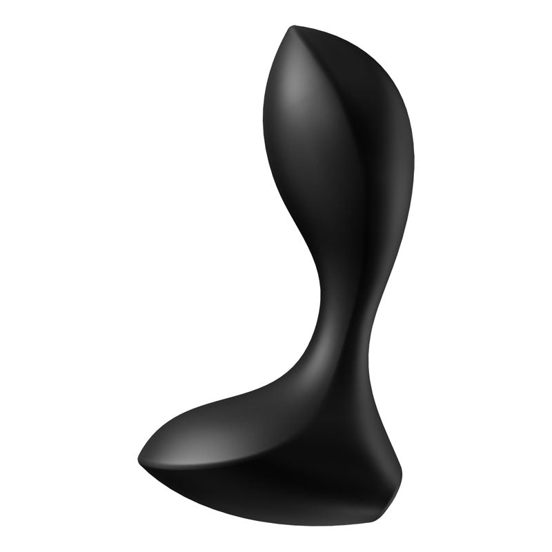 Black Satisfyer Backdoor Lover USB rechargeable vibrating butt plug, perfect for anal pleasure.