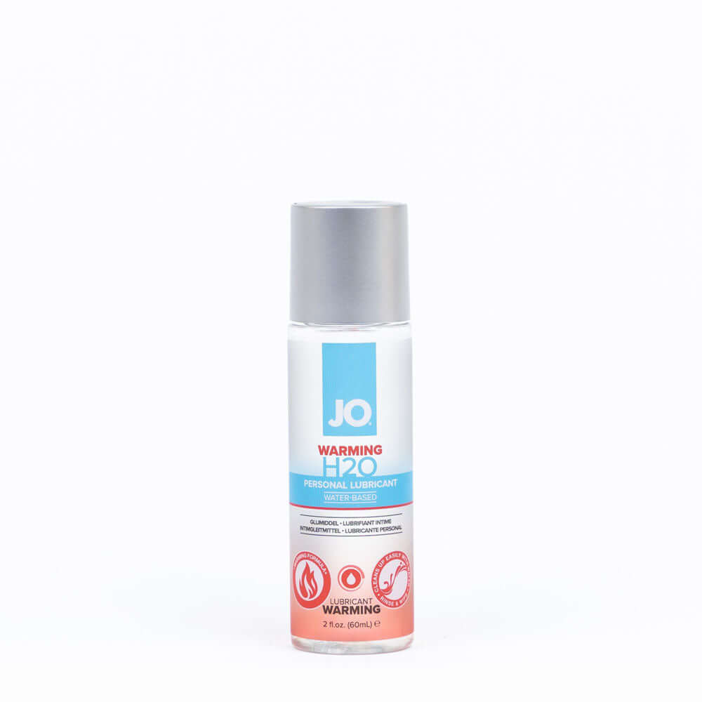 JO H2O Warming Lube 60 mL bottle, water based warming lube for enhanced pleasure.