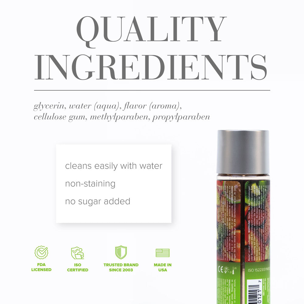 Quality ingredients list for JO H2O Tropical Passion Lube - 120 mL - Tropical Flavoured Water Based Lubricant - 120 ml Bottle.