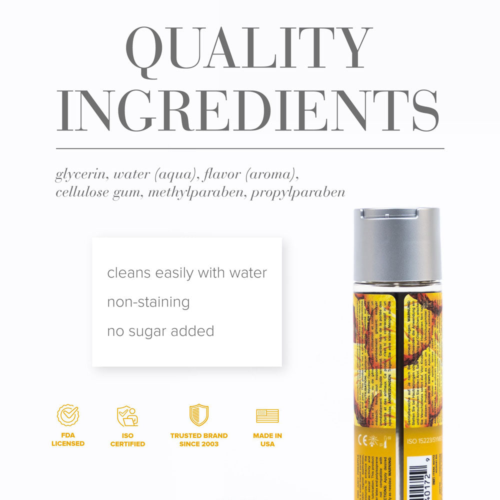 JO H2O Juicy Pineapple Lube - 120 mL - Pineapple Flavoured Water Based Lubricant - 30 ml Bottle ingredients on packaging