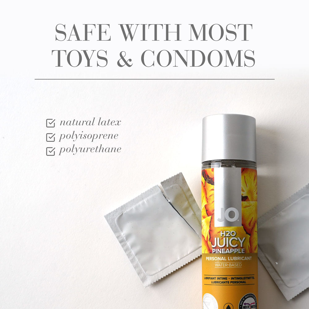 JO H2O Juicy Pineapple Lube - 120 mL - Pineapple Flavoured Water Based Lubricant - 30 ml Bottle safe with most toys and condoms