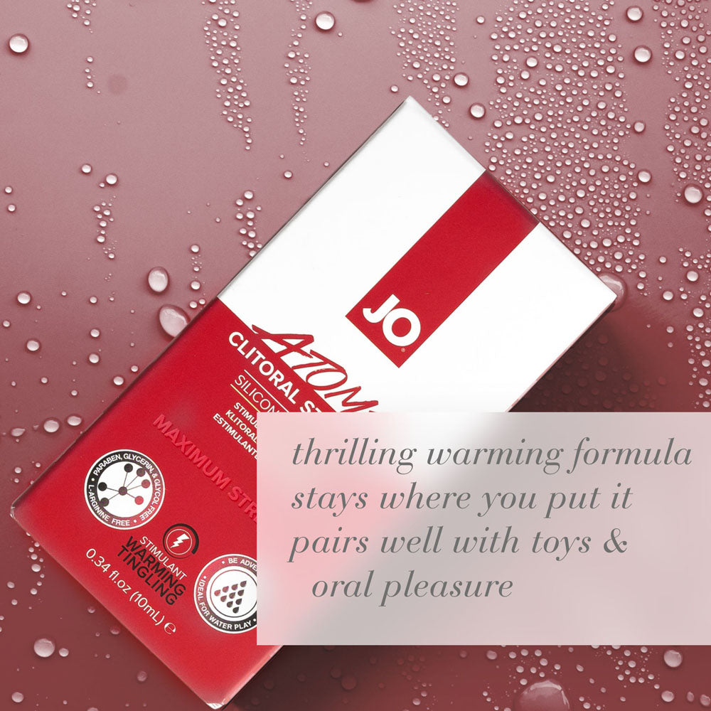 JO Atomic Clitoral Gel - Stimulating Gel for Women - 10 ml Tube with thrilling warming formula and water-resistant design.