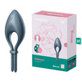 Satisfyer Bullseye - Navy - Navy Vibrating Adjustable Lasso Cock Ring with packaging and product features.