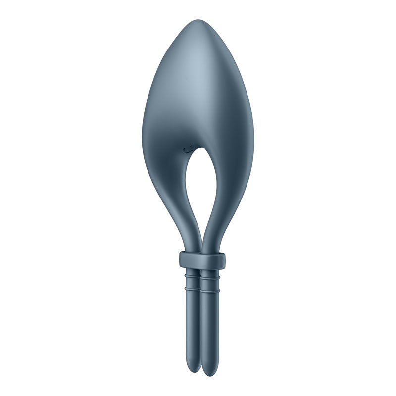 Satisfyer Bullseye - Navy - Navy Vibrating Adjustable Lasso Cock Ring on a white background.