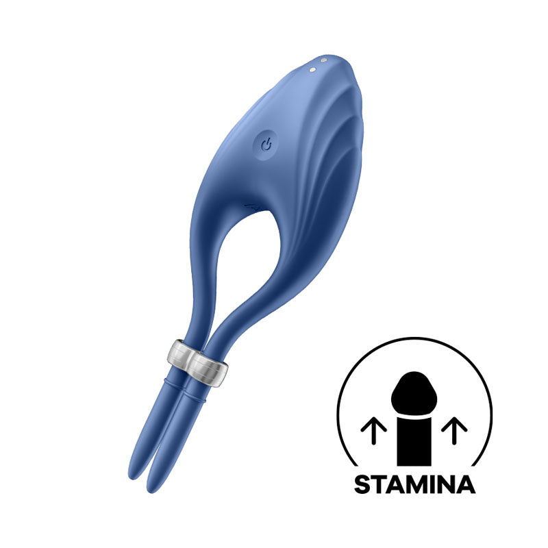 Satisfyer Duelist - Vibrating Adjustable Lasso Cock Ring displaying its unique design and features.