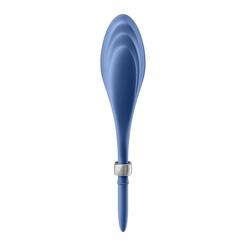 Satisfyer Duelist - Vibrating Adjustable Lasso Cock Ring in blue, showcasing its elegant design and adjustable feature.