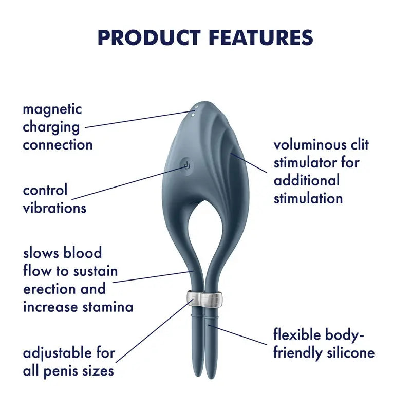 Satisfyer Duelist - Dark  Vibrating Adjustable Lasso Cock Ring Satisfyer Discreet Intimate Essentials.