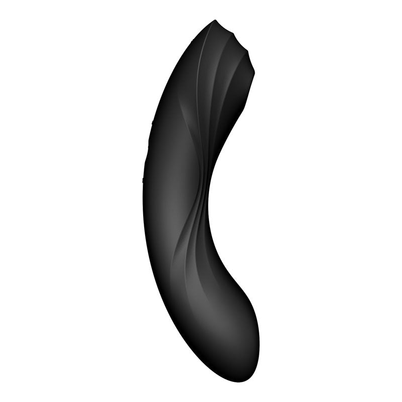 Satisfyer Curvy Trinity 4, USB rechargeable air pulse vibrator with a sleek, ribbed design for enhanced pleasure.
