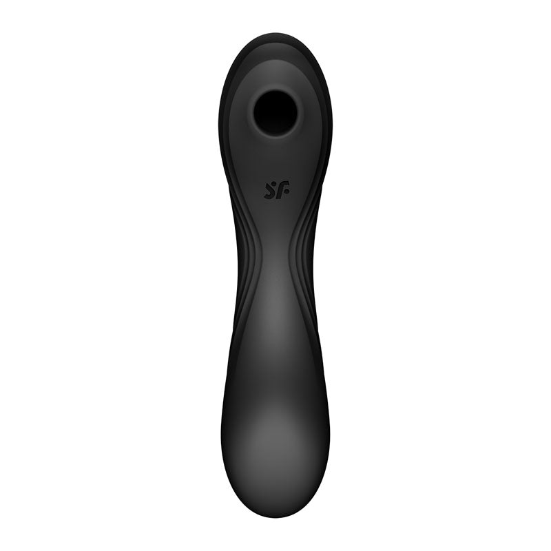 Satisfyer Curvy Trinity 4 USB rechargeable air pulse vibrator in sleek black design.