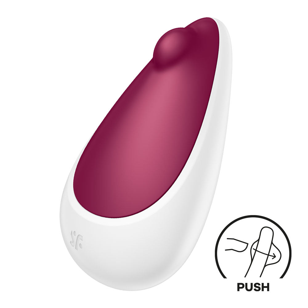 Satisfyer Spot On 3 - Berry USB Rechargeable Stimulator featuring a sleek design and intuitive push button for clitoral stimulation.