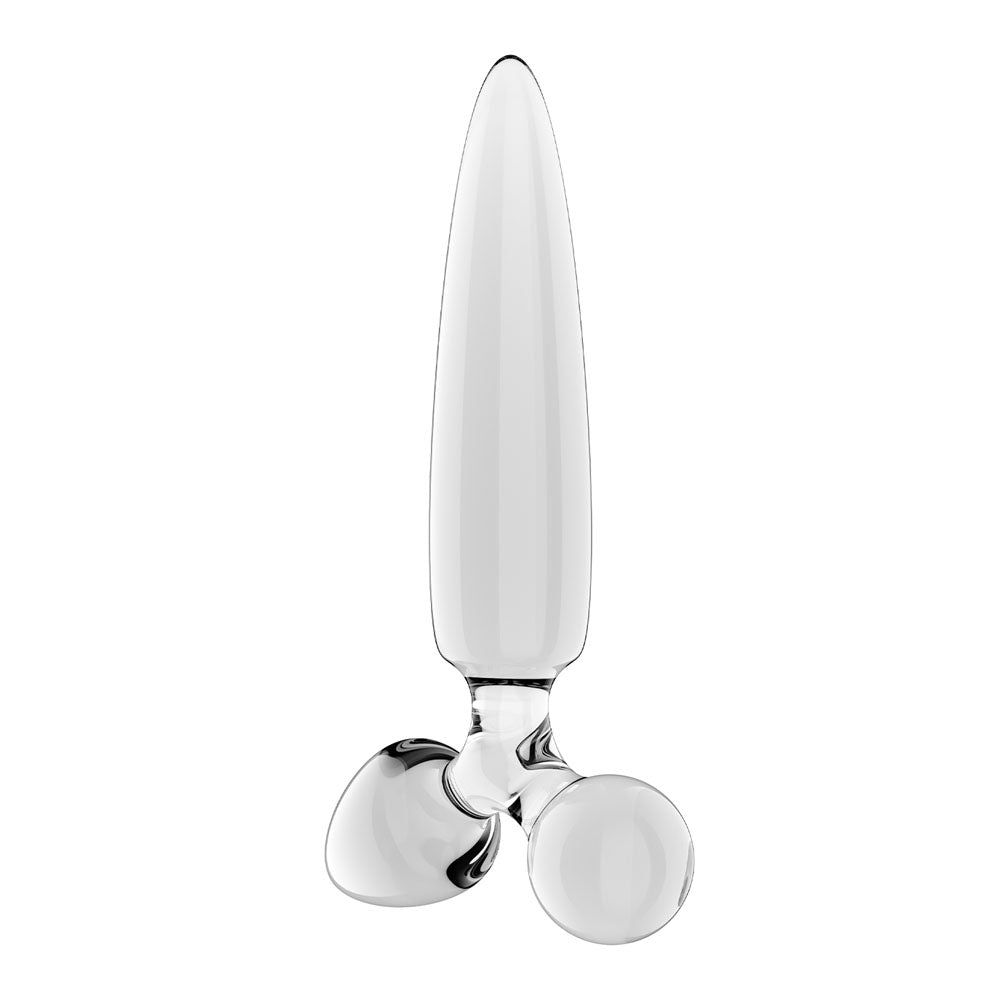 Satisfyer Triple Crystal 1 -  -  Glass 3-in-1 Butt Plug with sleek design and three stimulating shafts.