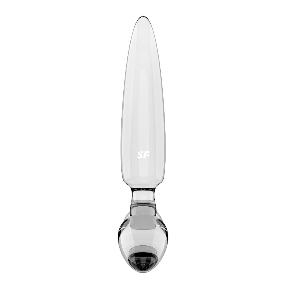 Satisfyer Triple Crystal 1 -  -  Glass 3-in-1 Butt Plug showcasing its smooth surface and tapered design.