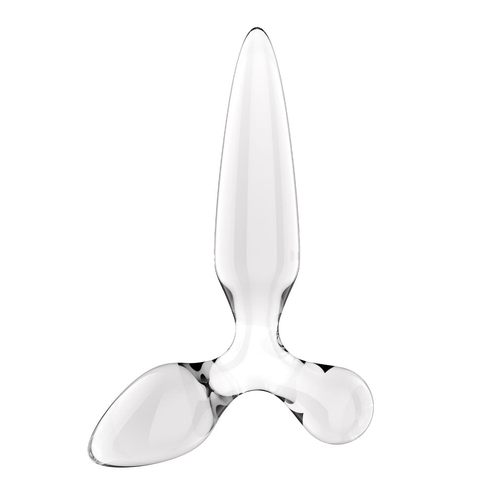 Satisfyer Triple Crystal 2 -  -  Glass 3-in-1 Butt Plug showcasing its smooth borosilicate glass design.