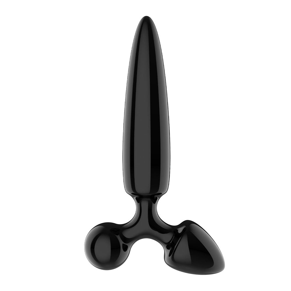 Satisfyer Triple Crystal 1 -  -  Glass 3-in-1 Butt Plug displayed on a white background.