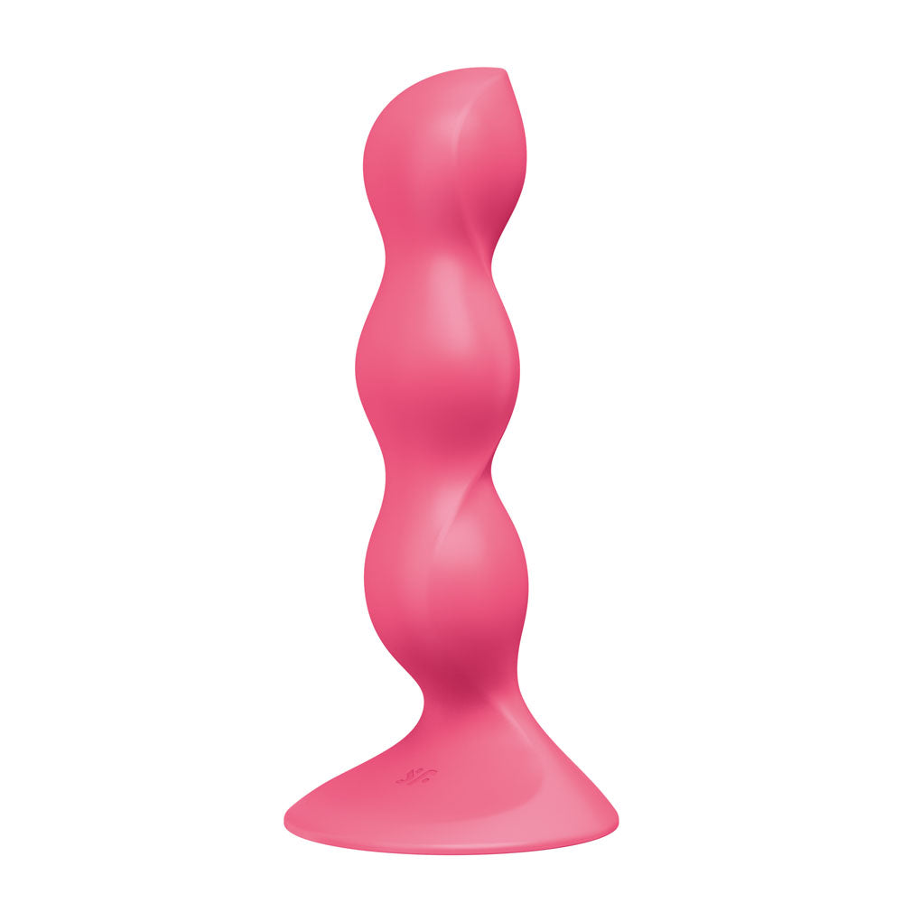 Satisfyer Triple Ball-R -  -  18 cm Beaded and Weighted Dildo in vibrant pink color for intimate essentials.