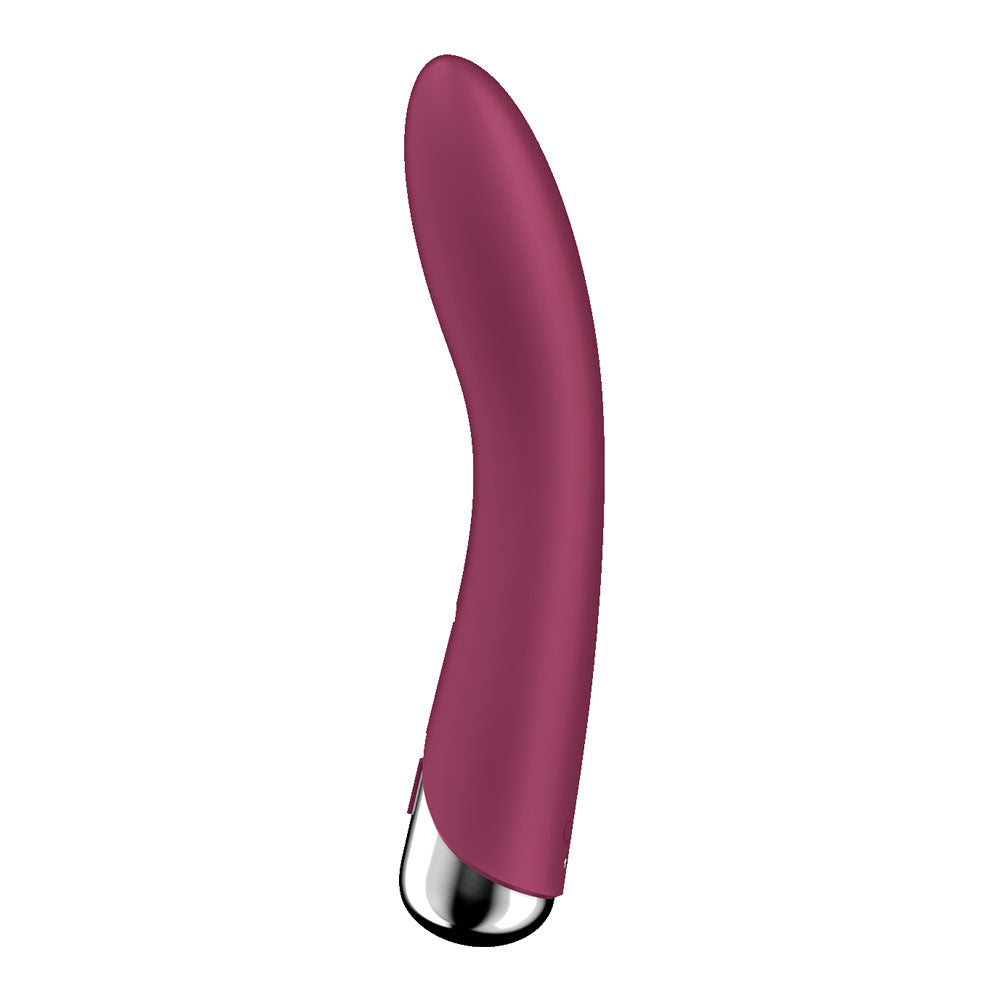 Satisfyer Spinning Vibe 1 -  -  17.8 cm USB Rechargeable Rotating Vibrator in a deep magenta color.