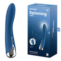 Satisfyer Spinning Vibe 1 -  -  17.8 cm USB Rechargeable Rotating Vibrator with box showcasing features.