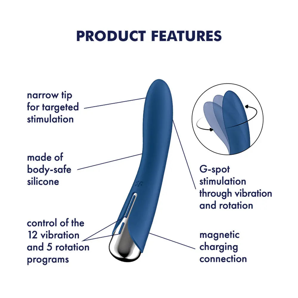 Satisfyer Spinning Vibe 1 -  -  17.8 cm USB Rechargeable Rotating Vibrator Satisfyer Discreet Intimate Essentials.