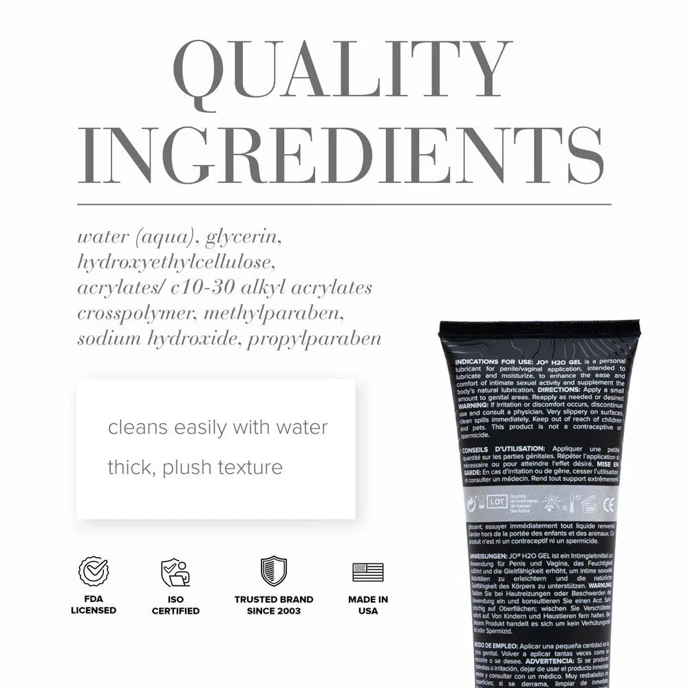 JO H2O Gel Original Lube - 120 mL - Thick Water Based Lubricant - 120 ml Tube JO Discreet Intimate Essentials.