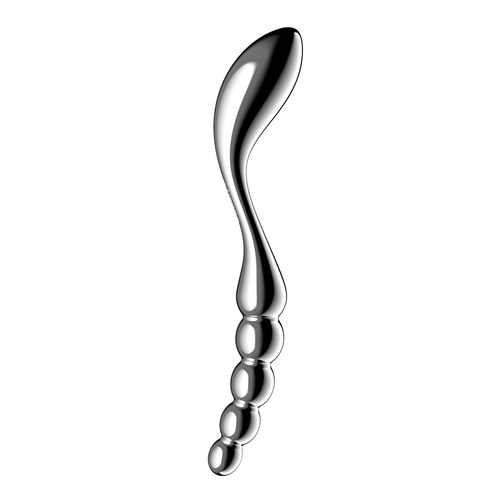 Satisfyer Star Force 1 -  Steel 21 cm Dildo with smooth curve and beaded structure for pleasure.